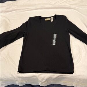 Liz Claiborne Black V-Neck Top